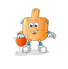 wooden placemat dribble basketball character. cartoon mascot vector