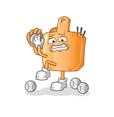 wooden placemat baseball pitcher cartoon. cartoon mascot vector
