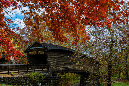 The Historic Humpback Bridge With Fall Color, Allegheny County, Virginia, USA