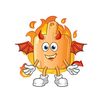 recommend clip art: wooden placemat demon with wings character. cartoon mascot vector