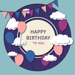 birthday card in paper style