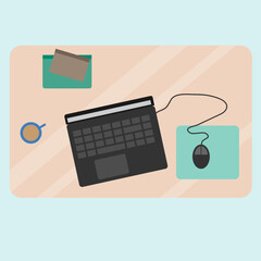 a table with a laptop for business on top