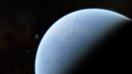 Planets and galaxy, science fiction wallpaper 3d illustration