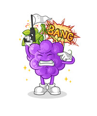 grape warning shot mascot. cartoon vector