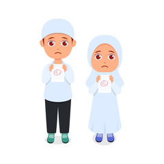 cute girl and boy look sad with the values ​​held