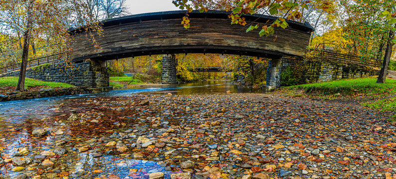 The Historic Humpback Bridge With Fall Color, Allegheny County, Virginia, USA