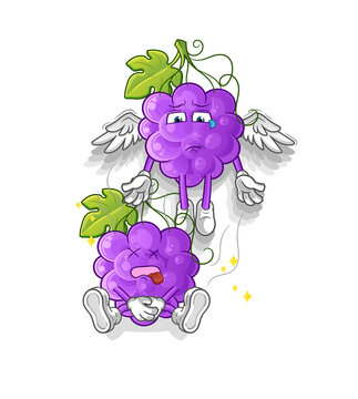 grape spirit leaves the body mascot. cartoon vector