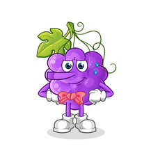grape lie like Pinocchio character. cartoon mascot vector