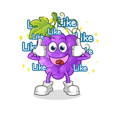 grape give lots of likes. cartoon vector