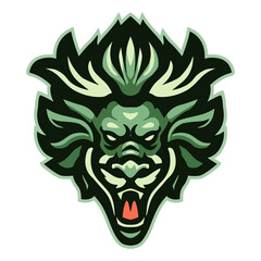 Cartoon angry dragon head mascot