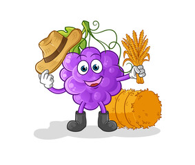 grape farmer mascot. cartoon vector