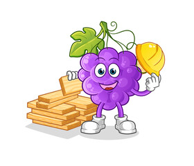 grape builder vector. cartoon character
