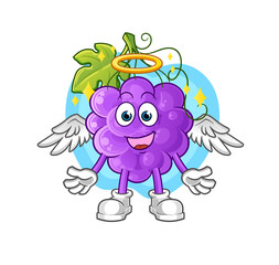 grape angel with wings vector. cartoon character