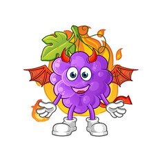 grape demon with wings character. cartoon mascot vector
