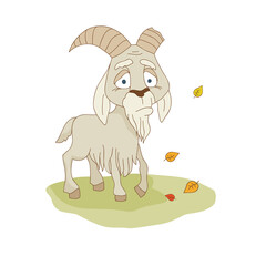 Tired, elderly goat. Vector illustration.