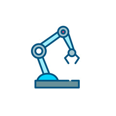 Robotic arm. Factory process automation and artificial intelligence device. Pixel perfect, editable stroke colorful icon