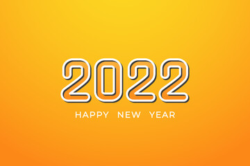 Happy New Year 2022 , Simple yellow new year background.