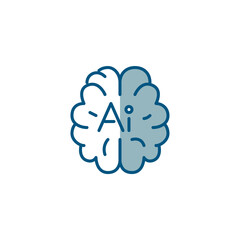 Artificial intelligence brain. Pixel perfect, editable stroke colorful icon