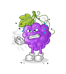 grape swat fly character. cartoon mascot vector