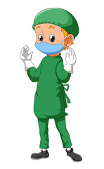 The medical boy with the surgery costume
