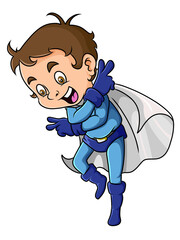 The superhero with performer the action