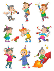 The collection of the children are celebrating the new years event