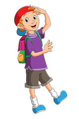 The boy is ready for collage class