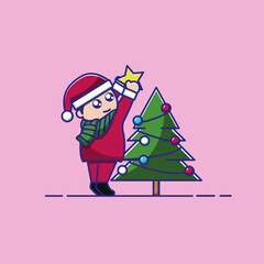 put a star on the christmas tree illustration