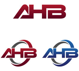 Modern 3 Letters Initial logo Vector Swoosh Red Blue AHB