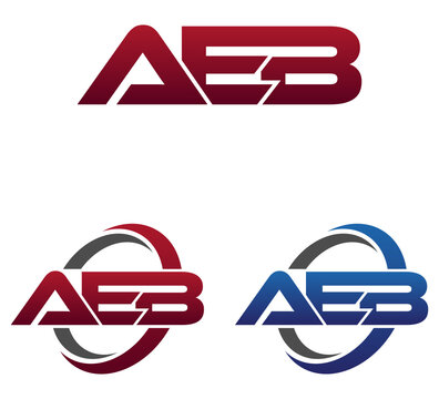 Modern 3 Letters Initial logo Vector Swoosh Red Blue AEB