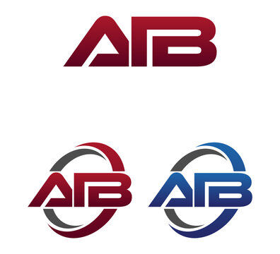 Modern 3 Letters Initial logo Vector Swoosh Red Blue AIB