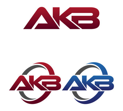 Modern 3 Letters Initial logo Vector Swoosh Red Blue AKB