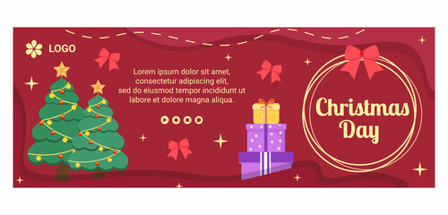 Merry Christmas Day Cover Template Flat Design Illustration Editable of Square Background Suitable for Social media, Card, Greetings and Web Internet Ads