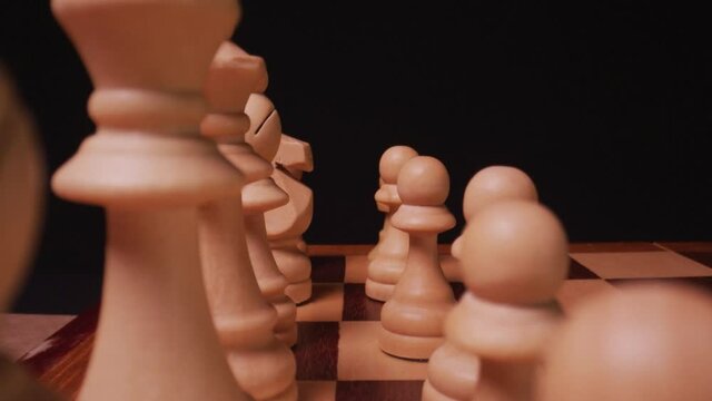 Slow Motion View of a Chess Game With Chess Pieces - Dolly Shot