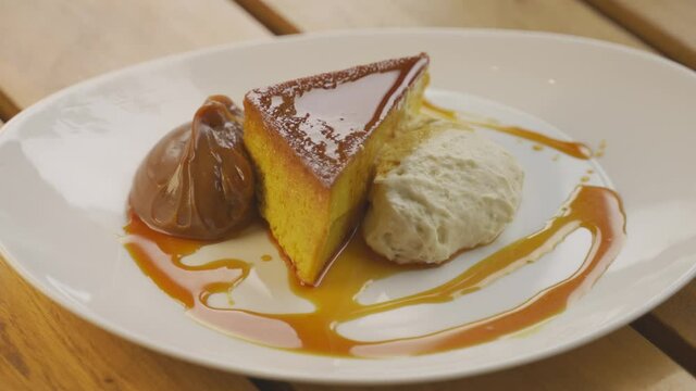 Appetizing gourmet dessert Dulce De Leche Creme Caramel