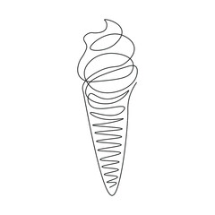 Ice Cream line drawing vector. Hand drawn line icon. Isolated icon. Design linear artwork element. Flat design. one-line object.