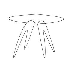 Dining Table hair line drawing vector. Furniture line icon. Isolated icon. Design linear artwork element. Flat design. one-line object.