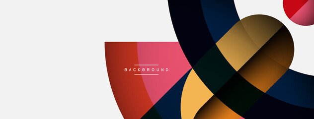 Fototapeta premium Geometric abstract background. Round shapes, circles, lines composition for wallpaper banner background or landing page