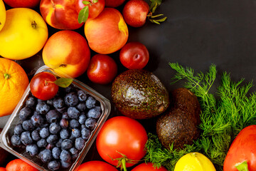 Obraz na płótnie Canvas Healthy fruits and vegetable. Diet or keto food.