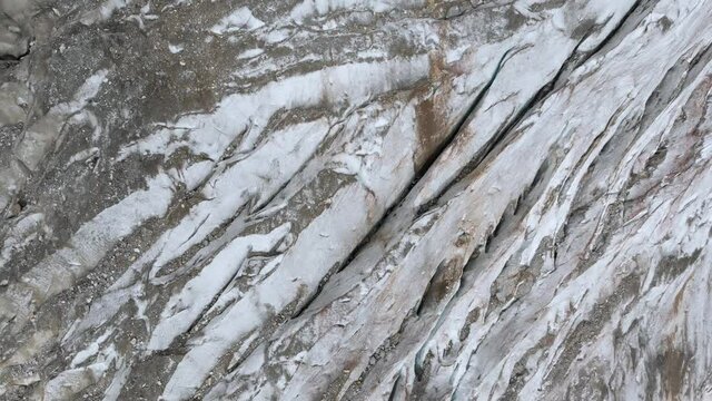 Top view of the Chalaadi glacier in Caucasus mountains in Georgia
