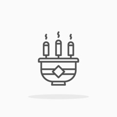 Incense icon. Editable Stroke and pixel perfect. Outline style. Vector illustration. Enjoy this icon for your project.