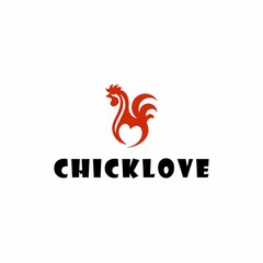 Chicken Love Symbol Logo Design