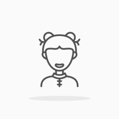 Chinese Girl icon. Editable Stroke and pixel perfect. Outline style. Vector illustration. Enjoy this icon for your project.