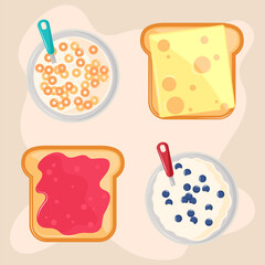 breakfast fresh icons