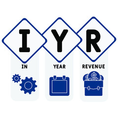 IYR - In Year Revenue acronym. business concept background.  vector illustration concept with keywords and icons. lettering illustration with icons for web banner, flyer, landing 
