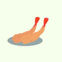Tempura Cartoon Flat Vector Illustration