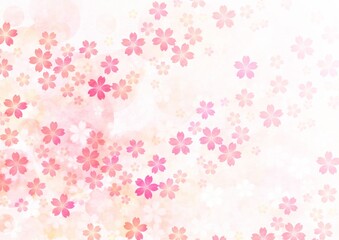 桜の花が積み重なる和風背景イラスト
