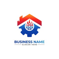 oil, gas, air conditioning, heating, and cooling HVAC service logo design