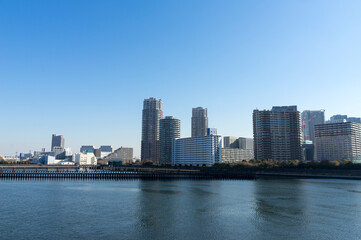 Fototapeta na wymiar 東京の河川風景　晴海、豊洲、豊海、月島、勝どき