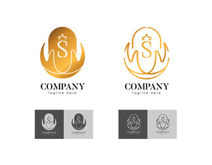 elegant logo initials S with gold color in 2 versions and EPS format